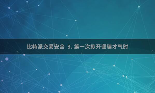 比特派交易安全  3. 第一次掀开诓骗才气时