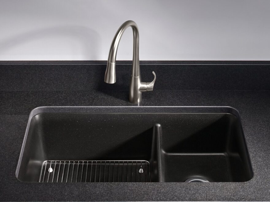 how to clean a black kitchen sink