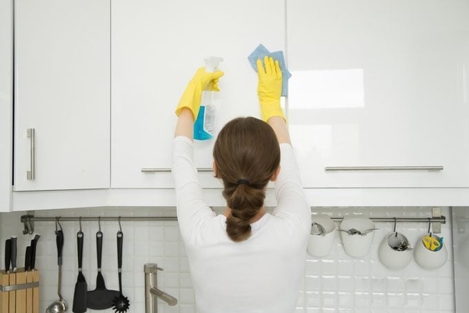 how to clean painted kitchen cabinets