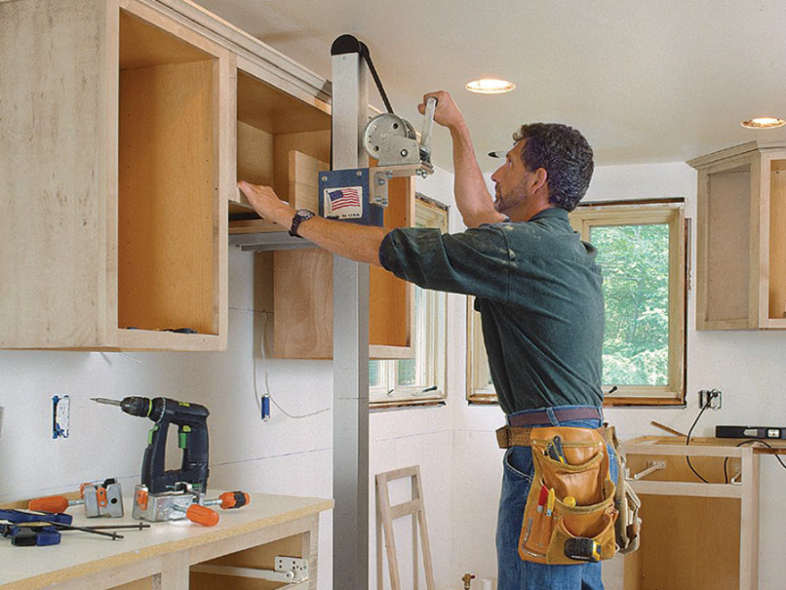 how to install kitchen cabinets on wall