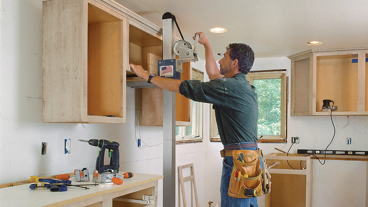 how to install kitchen cabinets on wall